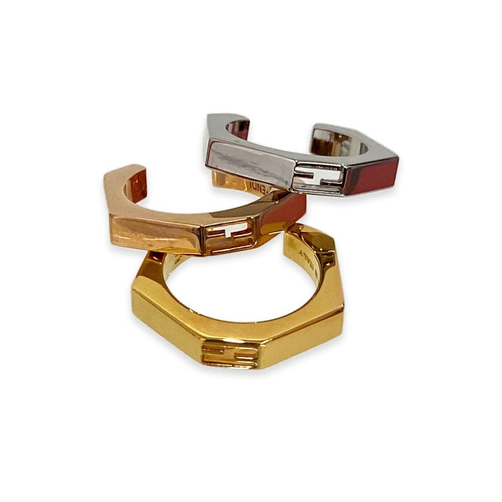 Fendi Rose Gold, Ruthenium and Gold 3 Piece Ring S